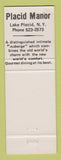 Matchbook Cover - Placid Manor The Frankels Lake Placid NY