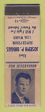 Matchbook Cover - Joseph Briggs 12th Ward Supervisor Election NY WEAR