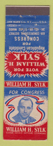 Matchbook Cover - William H Sylk Congress Election WEAR