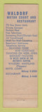 Matchbook Cover - Waldorf Restaurant MD