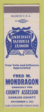 Matchbook Cover - Fred M Mondragon County Assessor Conejoes Colorado SAMPLE