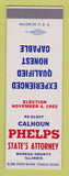 Matchbook Cover - Calhoun Phelps State's Attorney Bereaut County IL SAMPLE