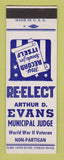 Matchbook Cover - Arthur Evans Municipal Judge Election SAMPLE