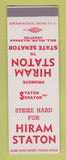 Matchbook Cover - Hiram Straton State Senator Bell Milam McLennan TX SAMPLE