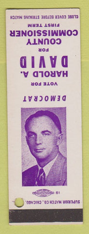 Matchbook Cover - Harold David County Commissioner Election SAMPLE