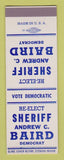 Matchbook Cover - Andrew Baird Sheriff Election SAMPLE
