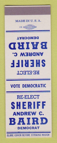 Matchbook Cover - Andrew Baird Sheriff Election SAMPLE