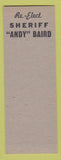 Matchbook Cover - Andrew Baird Sheriff Election SAMPLE