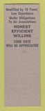 Matchbook Cover - Gerald Wheeler Probate Judge Muskegon County MI SAMPLE