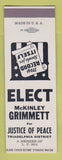 Matchbook Cover - McKinley Grimmett Justice of the Peace Triadelphia SAMPLE