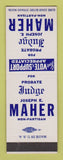 Matchbook Cover - Judge Joseph E Maher Election SAMPLE