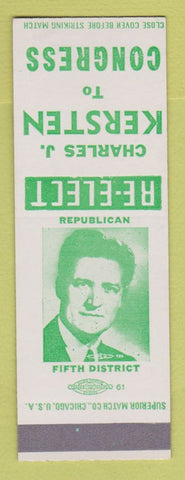 Matchbook Cover - Charles Kersten Congress Election Milwaukee WI SAMPLE