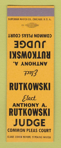 Matchbook Cover - Anthony Rutkowski Judge Election SAMPLE
