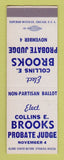 Matchbook Cover - Collins Brooks Probate Judge Election SAMPLE