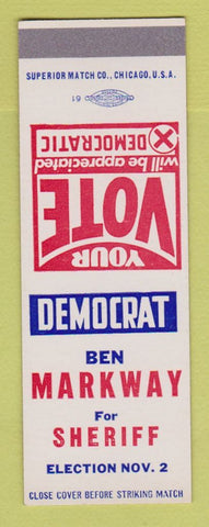 Matchbook Cover - Ben Markway Sheriff Election SAMPLE
