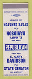 Matchbook Cover - E Gary Davidson State Senator Election SAMPLE