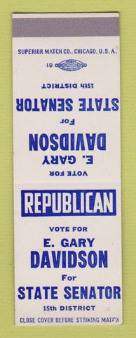 Matchbook Cover - E Gary Davidson State Senator Election SAMPLE