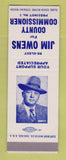 Matchbook Cover - Jim Owens for County Commissioner Election SAMPLE