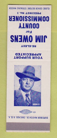 Matchbook Cover - Jim Owens for County Commissioner Election SAMPLE
