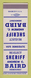 Matchbook Cover - Andrew Baird Sheriff Election SAMPLE