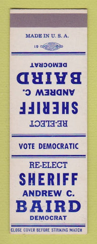 Matchbook Cover - Andrew Baird Sheriff Election SAMPLE