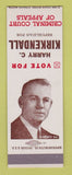 Matchbook Cover - Harry Kirkendall Criminal Court of Appeals Election SAMPLE