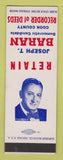 Matchbook Cover - Joseph Barth Cook County Recorder of Deeds Election SAMPLE