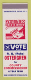Matchbook Cover - RG Rube Ostergren County Commissioner Election SAMPLE