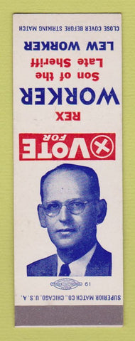 Matchbook Cover - Rex Worker Sheriff Election SAMPLE