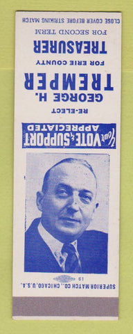 Matchbook Cover - George Tremper Erie County Treasurer Election SAMPLE