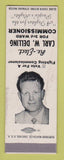 Matchbook Cover - Carl Delling 3rd Ward Commissioner Election WORN SAMPLE