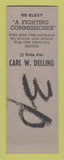 Matchbook Cover - Carl Delling 3rd Ward Commissioner Election WORN SAMPLE