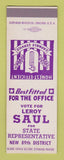 Matchbook Cover - Leroy Saul State Rep Election SAMPLE