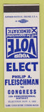 Matchbook Cover - Philip Fleischman Congress Election 1952 SAMPLE