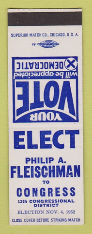Matchbook Cover - Philip Fleischman Congress Election 1952 SAMPLE
