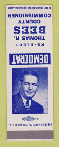 Matchbook Cover - Thomas Bees County Commissioner Election CREASES SAMPLE