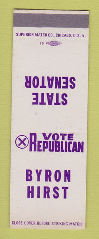 Matchbook Cover - Byron Hirst State Senator Election SAMPLE