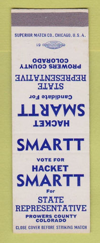 Matchbook Cover - Hacket Smartt State Rep Prowers County Colorado SAMPLE