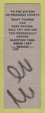 Matchbook Cover - Hacket Smartt State Rep Prowers County Colorado SAMPLE