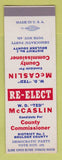Matchbook Cover - WD Ted McCaslin Commissioner Boulder County Colorado SAMPLE