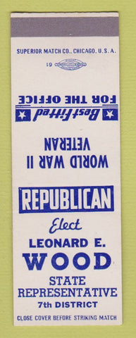 Matchbook Cover - Leonard Wood State Rep Election SAMPLE