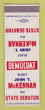 Matchbook Cover - John McKennan State Senator Election SAMPLE