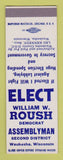 Matchbook Cover - William Roush Assemblyman Election Waukesha WI SAMPLE