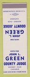 Matchbook Cover - John Green County Judge Election SAMPLE