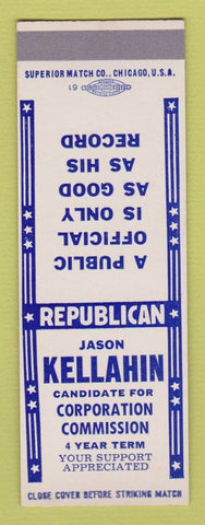 Matchbook Cover - Jason Kellahin Corporation Commission Election SAMPLE