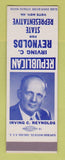 Matchbook Cover - Irving Reynolds State Rep Election SAMPLE