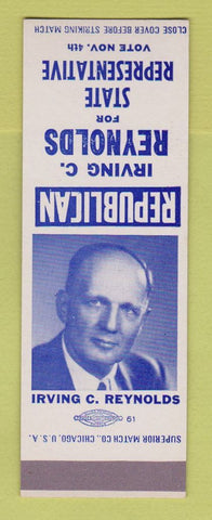 Matchbook Cover - Irving Reynolds State Rep Election SAMPLE