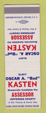 Matchbook Cover - Oscar Kasten Assessor Election Jefferson County SAMPLE