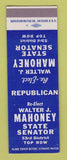 Matchbook Cover - Walter J Mahoney State Senator Buffalo Tonawanda NY SAMPLE