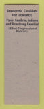 Matchbook Cover - William Shetting Congress Election Cambria IN Indiana SAMPLE